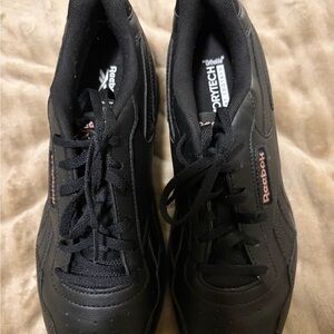 Reebok Women’s Royal Glide Ripple Clip Black Sneakers with Pink Accents Size 9